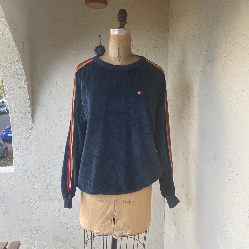 Aviator nation velour crew neck sweatshirt